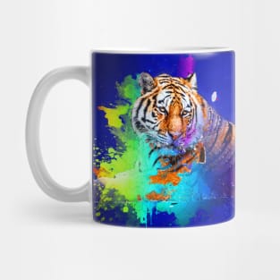 Colorburst tiger in blue Mug